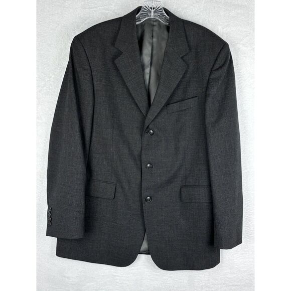 STAFFORD Men's Blazer Black Wool 3 Button Lined Suit Jacket Size 41 Chest - Picture 1 of 13